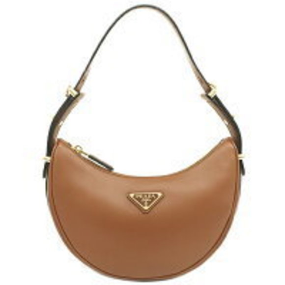 Prada Arke Leather Bag Brown Triangle Logo - Picture 1 of 9